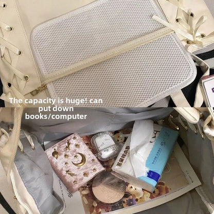 Large Capacity Shoulder  Bow Ribbon Lolita JK Handbags