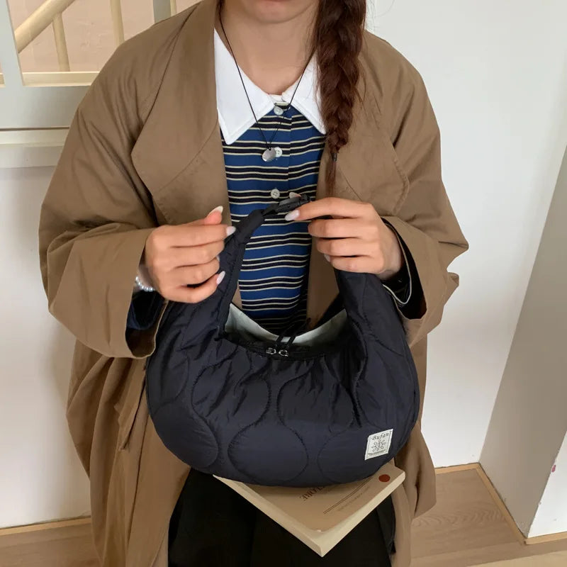 Korean Style Embroidery Commuting Hobo Bag