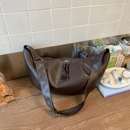 Women's Large Capacity Autumn and Winter Versatile Wide Strap Single Shoulder Crossbody