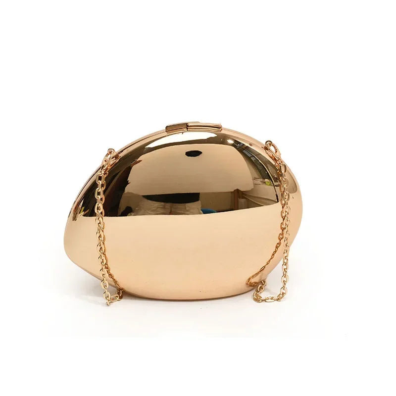 Acrylic Shell Shape Clutch Bag Gold Silver Women Bag Shiny Metal Crossbody Bag