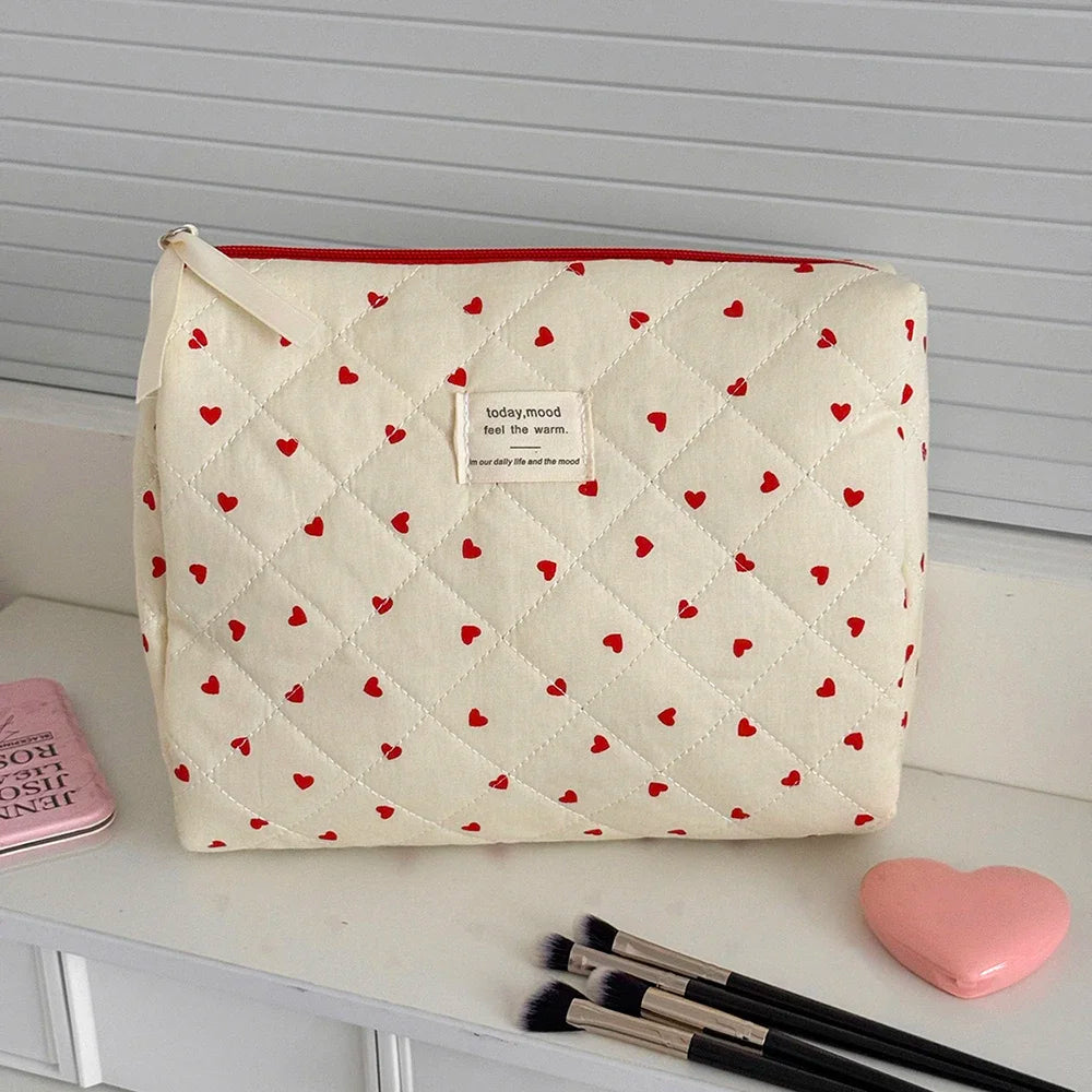 Women Quilting Makeup Bag Large Capacity Toiletry Cosmetic Storage Pouch