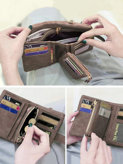 Women's Short Frosted Wallet Korean Multi Card Slot Wallet