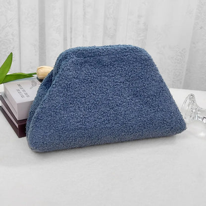 Teddy Fur Cosmetic Storage Bag With Large Opening Clip Large-Capacity Toiletry Bag