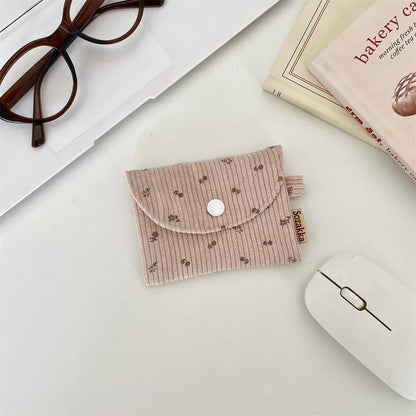 Floral Corduroy Card Small Coin Pouch