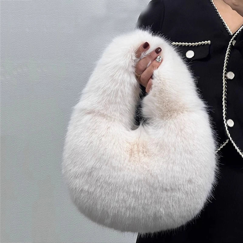 Casual Furry Solid Color Soft Plush Ladies' Clutch