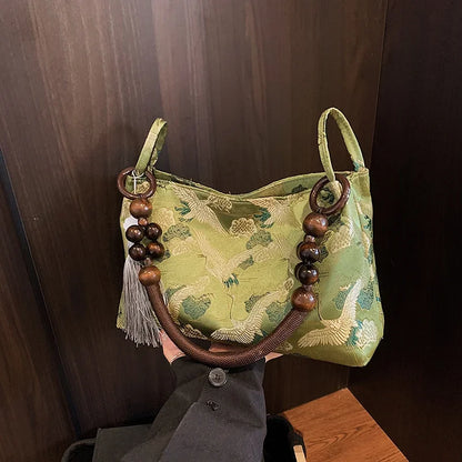 Embroidered National Style Hasp Sewing Thread Shoulder Bags