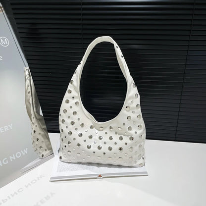 Glossy Shoulder Bags Rivets Unique Design