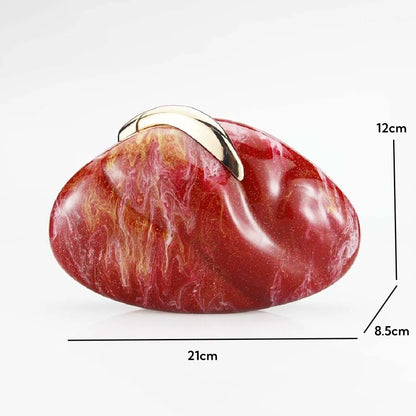 Flower Oval Egg Shell Acrylic Pearl Beige Frame Purse Women Wedding Evening Party  Ivory Handbag Mini Beach Bags