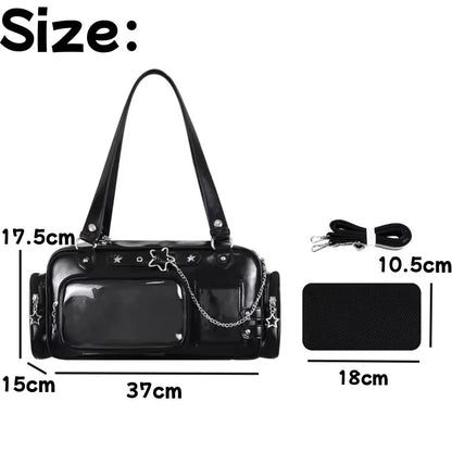 Star Chain Y2k Harajuku Blue Lolita Girl Pain Bags Transparent Japanese Crossbody Bag