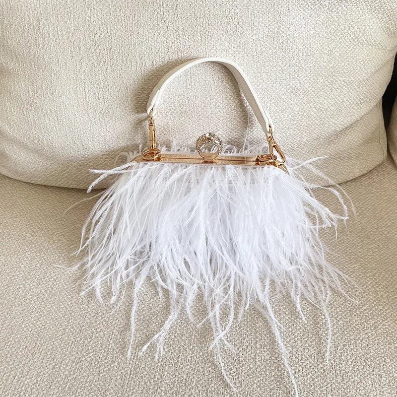 Evening Bags Party Wholesale Ostrich Feather Shoulder Bags for Women