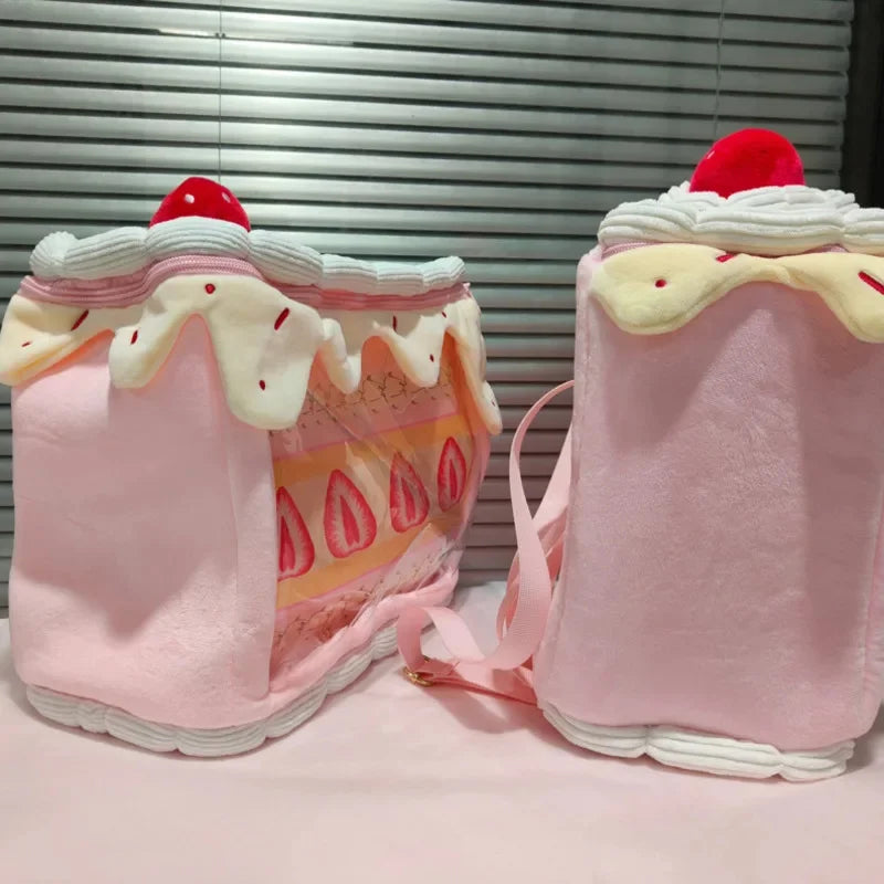 Y2K Strawberry Cake Bag Plush Bag Lolita JK Cute BJD Baby Bag Crossbody Bag