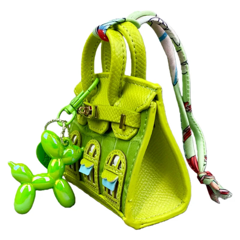 Crocodile-Embossed Detachable Handbag with Balloon Dog Keychain