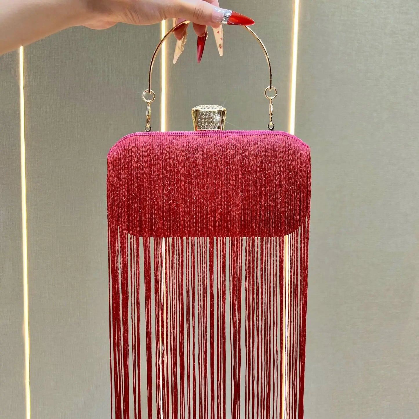Metal Frame Shell Handbags Female Pearl  Women Shoulder Long Tassel Bags