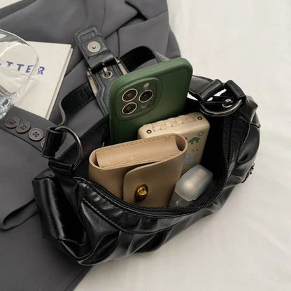 Y2K Retro Pleated Hobo Shoulder Bag for Women