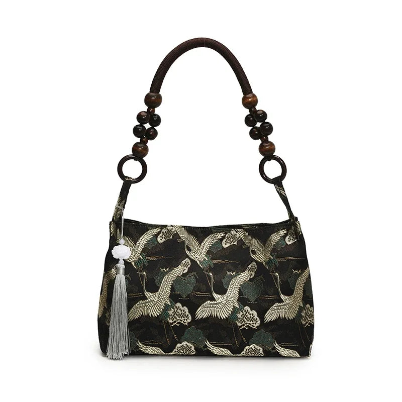 Embroidered National Style Hasp Sewing Thread Shoulder Bags