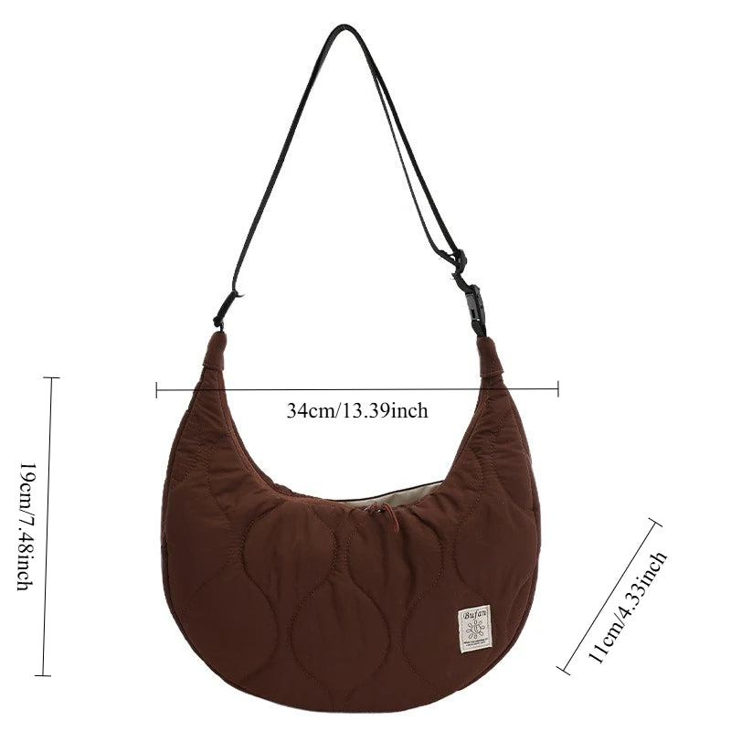 Korean Style Embroidery Commuting Hobo Bag