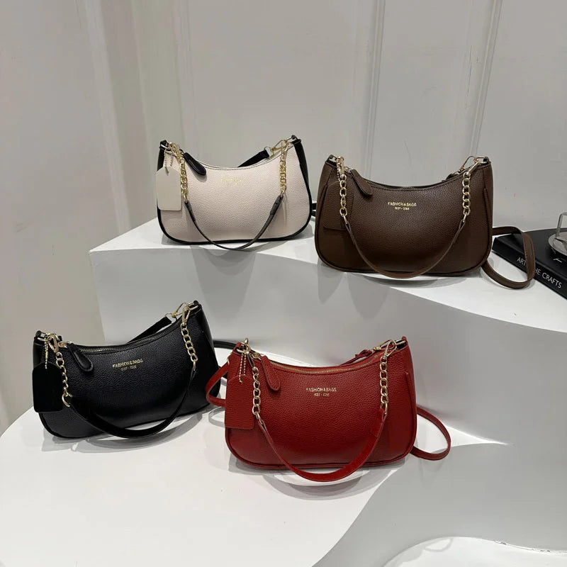 Women's Soft Lychee Pattern Underarm Bag Casual Dumpling Bag