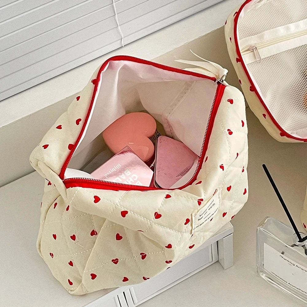 Women Quilting Makeup Bag Large Capacity Toiletry Cosmetic Storage Pouch