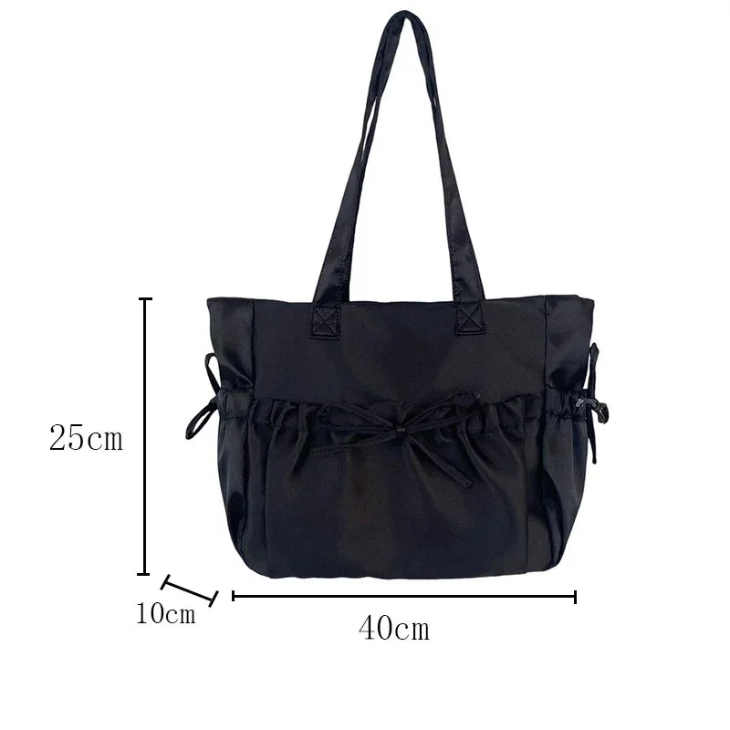 Elegant Bow Women's Pleated Korean Style Large Capacity Tote Bag