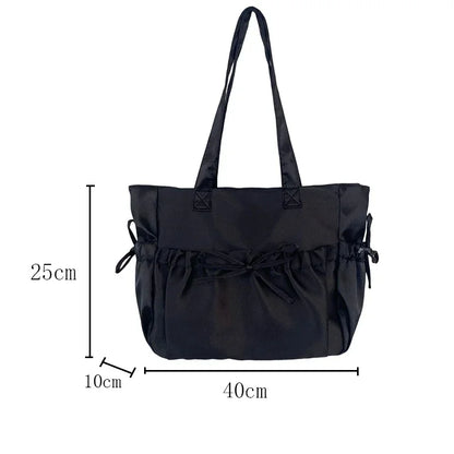 Elegant Bow Women's Pleated Korean Style Large Capacity Tote Bag