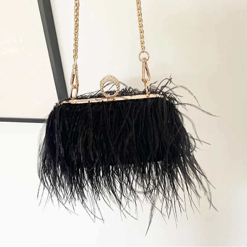 Evening Bags Party Wholesale Ostrich Feather Shoulder Bags for Women