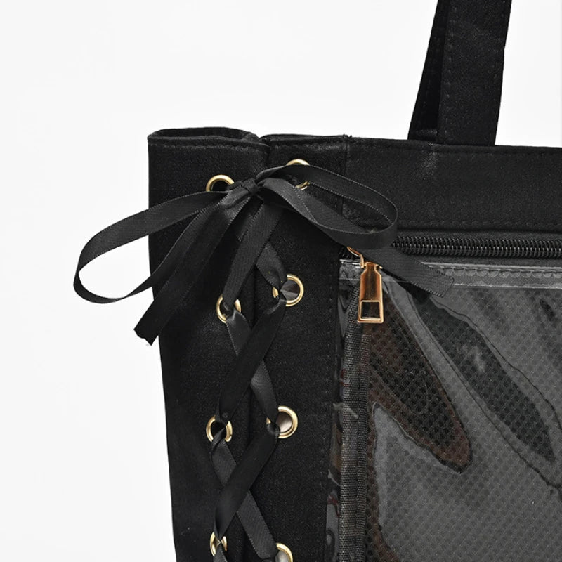 Large Capacity Shoulder  Bow Ribbon Lolita JK Handbags