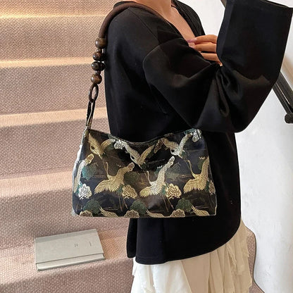 Embroidered National Style Hasp Sewing Thread Shoulder Bags