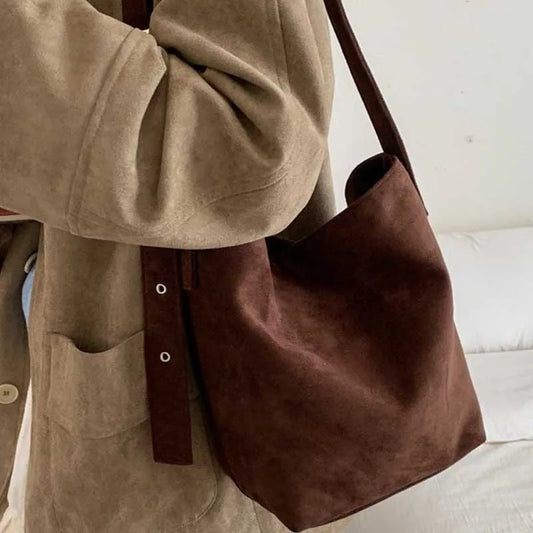 Large Capacity New Autumn and Winter Versatile Frosted Retro Single  Crossbody Bag