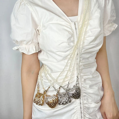 Designer Hollowed Out Heart- Shaped Dinner Bags for Women