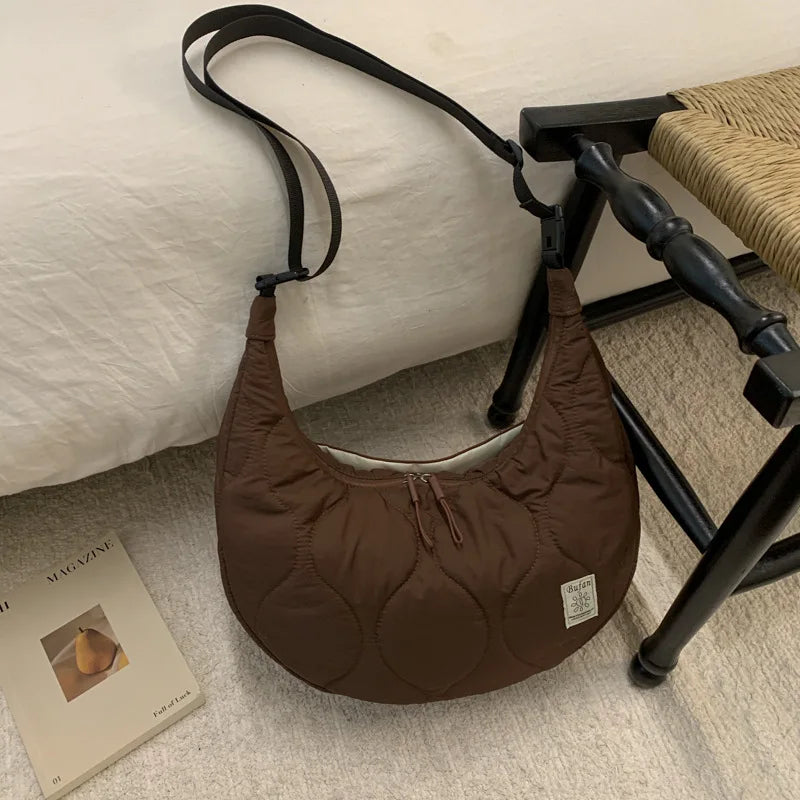 Korean Style Embroidery Commuting Hobo Bag