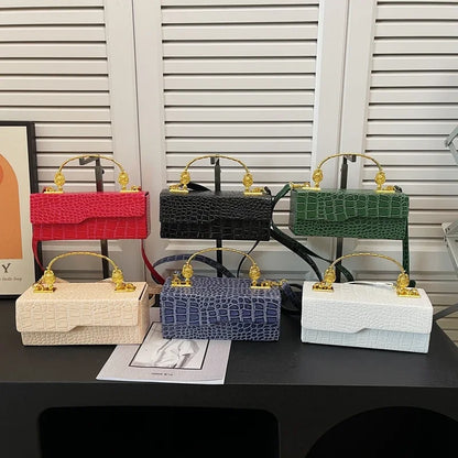 Crocodile Pattern Crossbody Bag Fashion Box Lipstick Pouch Handbag Pu Leather Messenger Bag