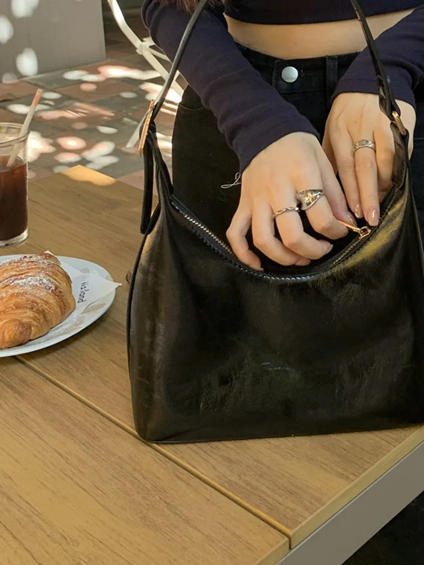 Women's Zipper Casual Tote Shoulder Bag