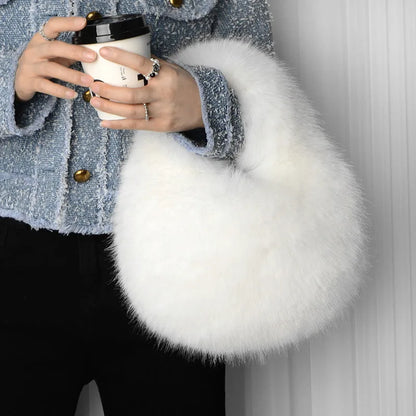 Casual Furry Solid Color Soft Plush Ladies' Clutch