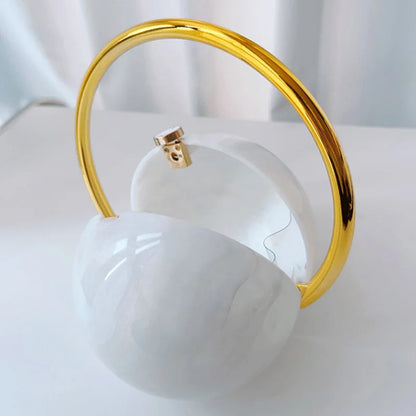 Spherical Evening Elegant Clutchwith Marble Pattern Women Sphere Tote Bag