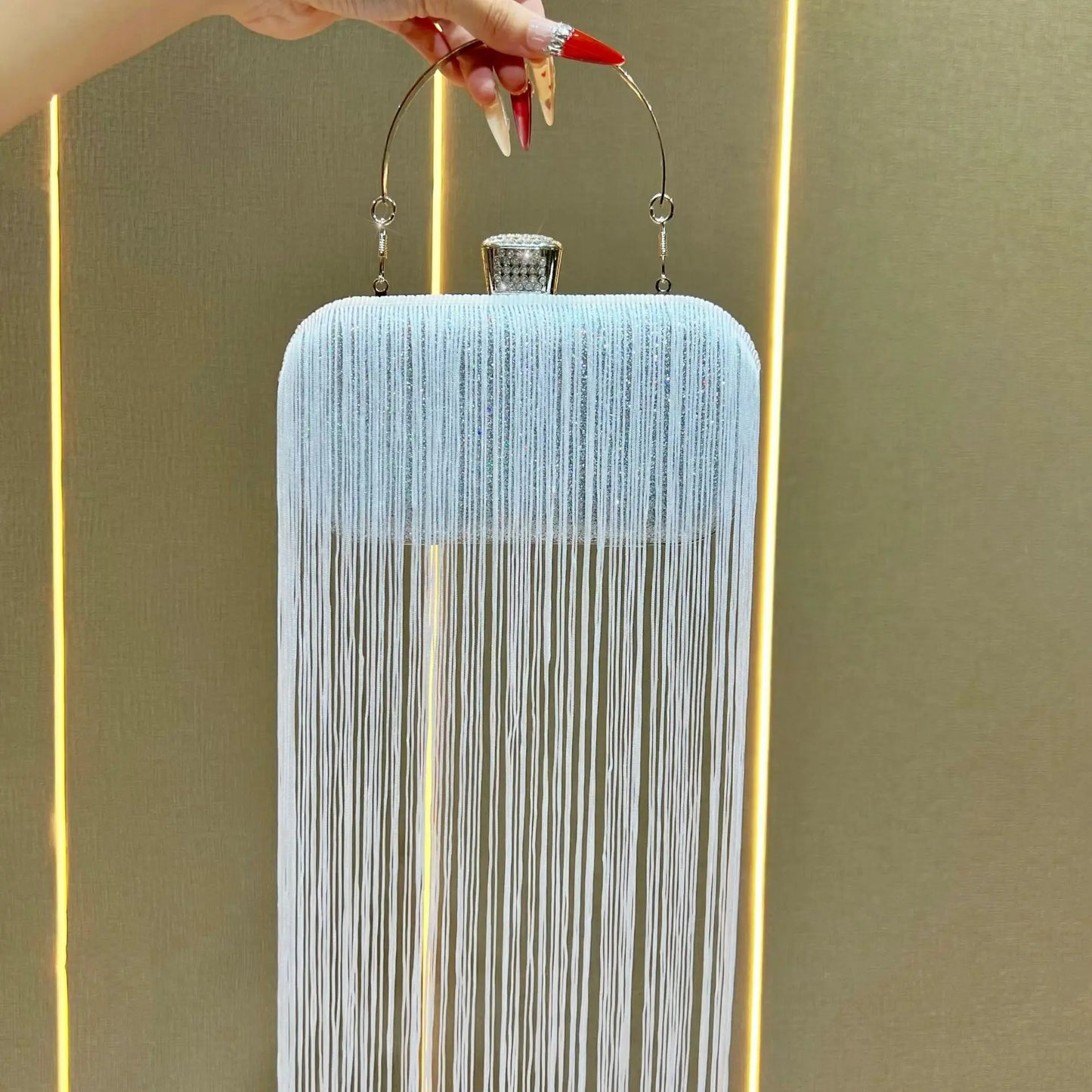 Metal Frame Shell Handbags Female Pearl  Women Shoulder Long Tassel Bags