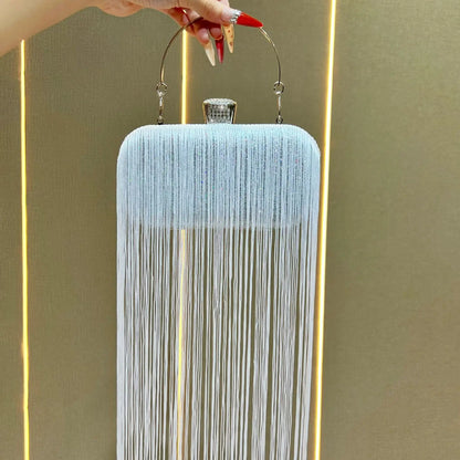 Metal Frame Shell Handbags Female Pearl  Women Shoulder Long Tassel Bags