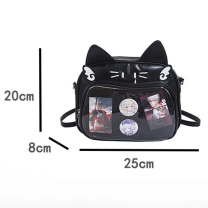 Y2K Japanese Kawaii Cat  Bag Backpacks Cute Girls Transparent Shoulder JK School Bags
