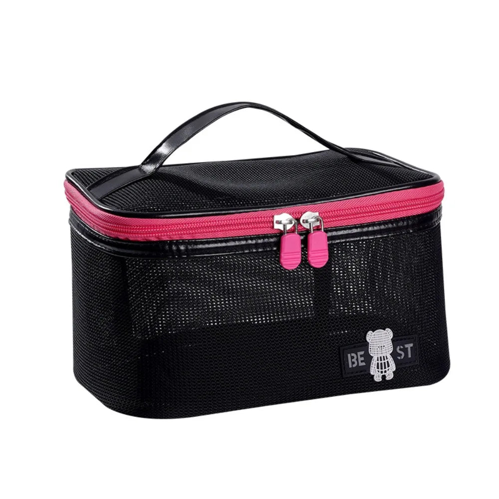 Square Shape Large Capacity PU Leather Makeup Bag