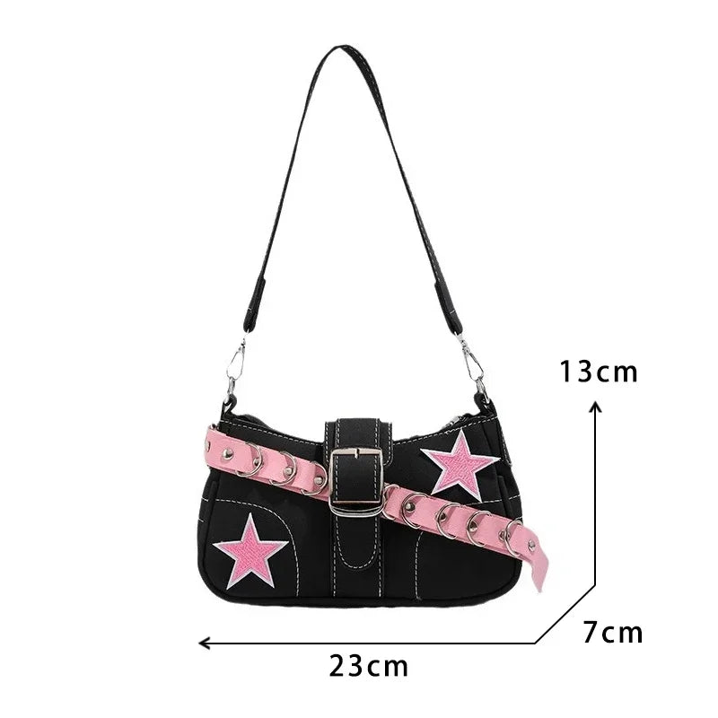 Star Pattern Y2K Hot Girl Chain Shoulder Bags for Women