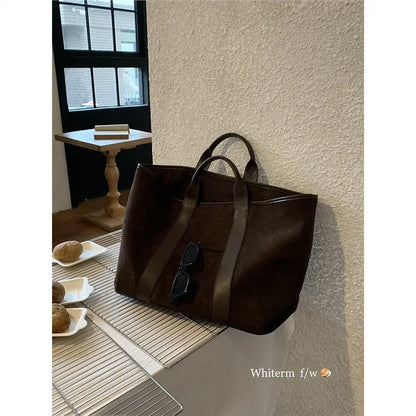 Korean Style Large Capacity Velvet Surface Women's Handbag
