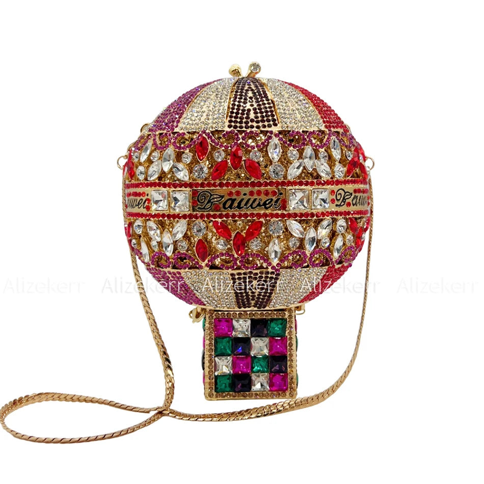 Alizekerr Hot Air Balloon Shaped Crystal Evening Bags