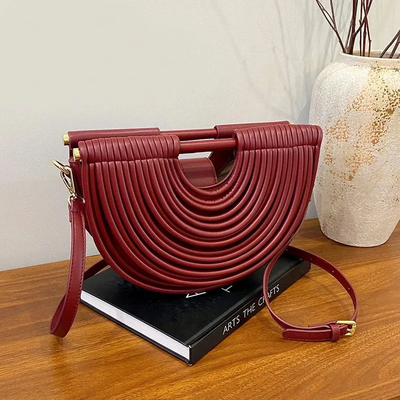 Evening Clutch Purses for Women Golden Noodle Half Moon Crossbody Bag