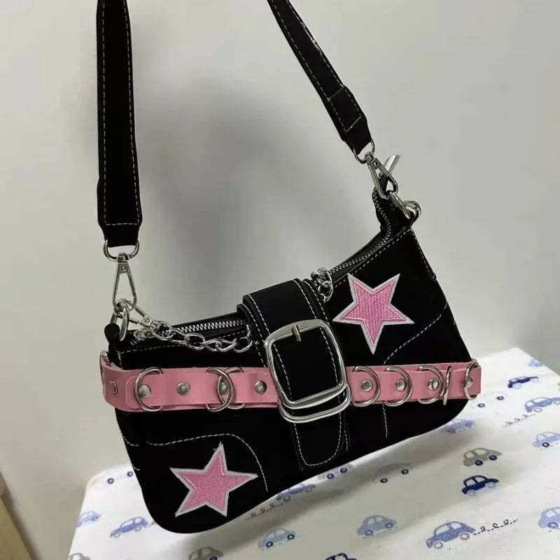 Star Pattern Y2K Hot Girl Chain Shoulder Bags for Women