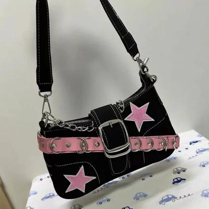 Star Pattern Y2K Hot Girl Chain Shoulder Bags for Women