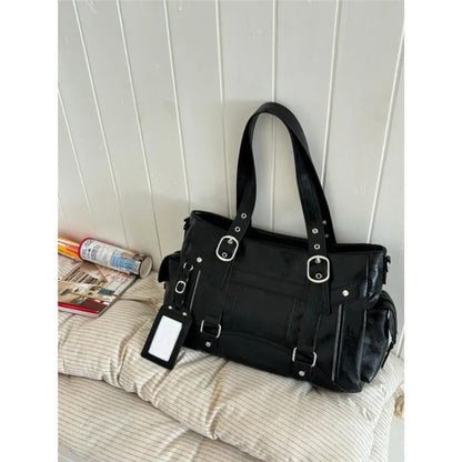 Ladies' Leather Square Large Capacity Tote Bag