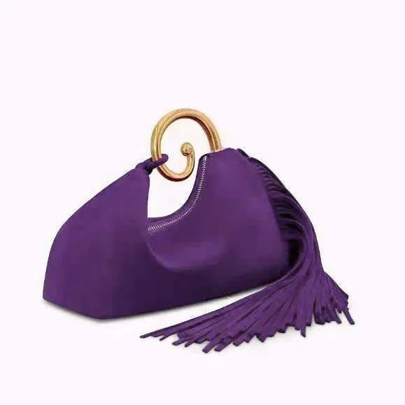 Tassel Evening Clutch Bag Handheld Suede Velvet Soft Square Bag with Mobile Phone Pocket