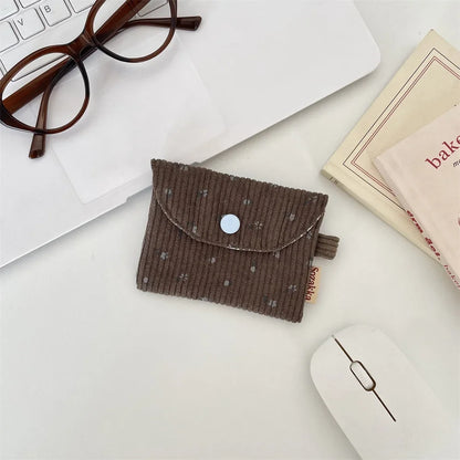 Floral Corduroy Card Small Coin Pouch