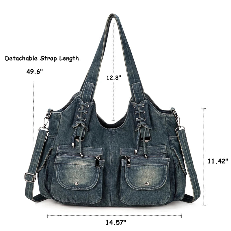 Women's Denim Bag Y2K Vintage Blue Jean Purse
