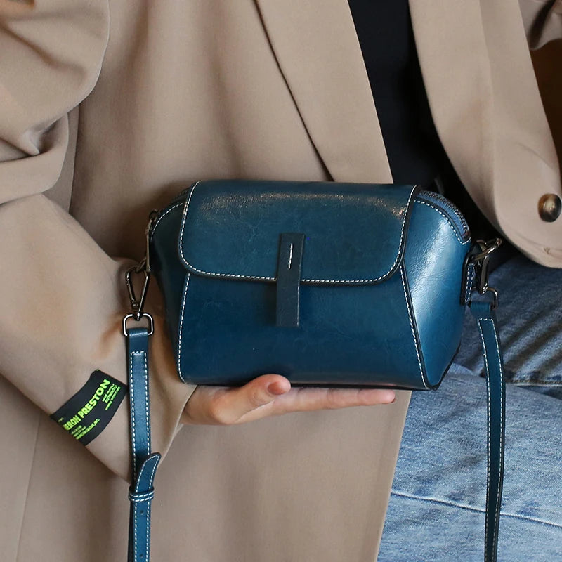 Cowhide Genuine Leather Handbag Lady Casual Phone Bag for Women