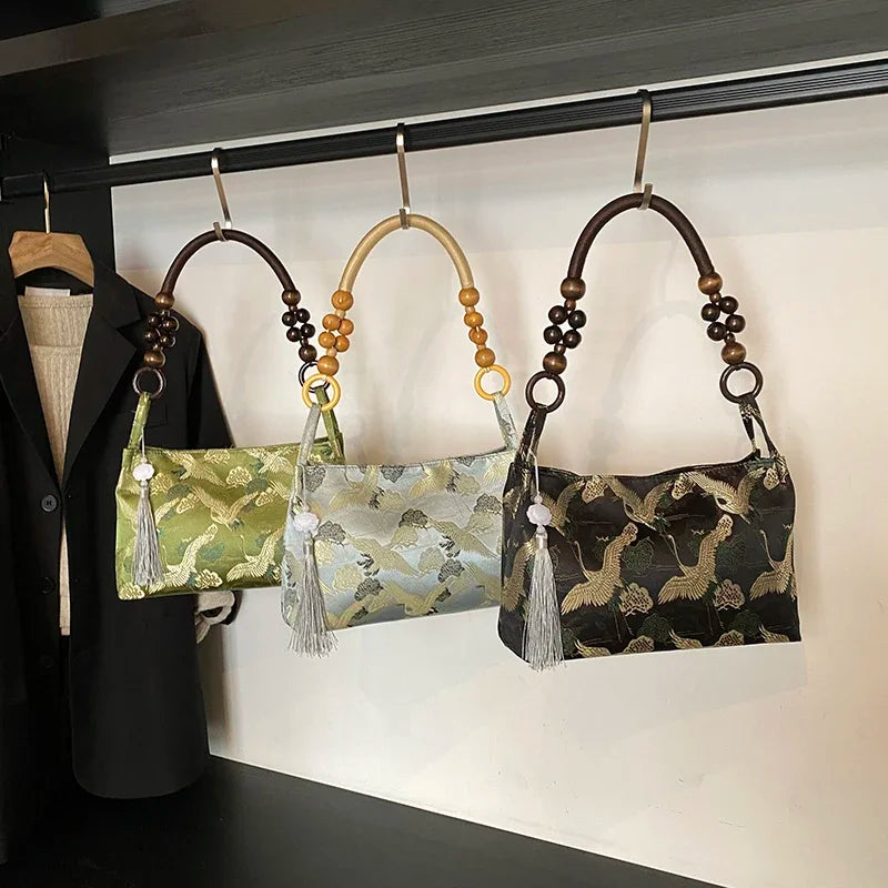 Embroidered National Style Hasp Sewing Thread Shoulder Bags